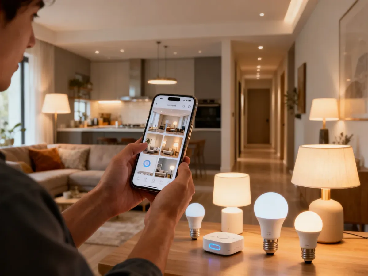Przypisywanie inteligentnych lamp do pomieszczeń za pomocą telefonu
