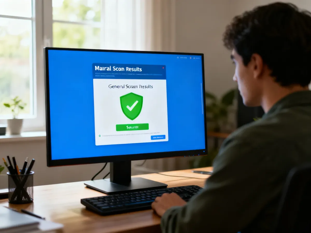 Wynik skanowania komputera pokazujący bezpieczny status systemu