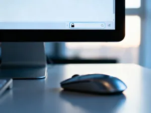 Cyfrowa kłódka na podświetlonym układzie scalonym, symbolizująca zaawansowane szyfrowanie danych i cyberbezpieczeństwo.