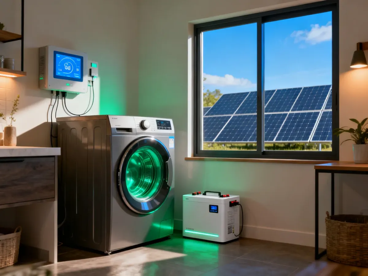 Smart washing machine coordinated with solar panels and home energy storage
