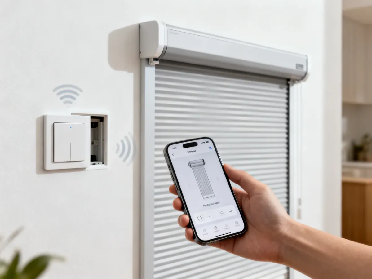Smartphone controlling a motorized roller shutter with an in-wall controller